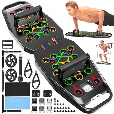 BBTOPS PUSH UP BOARD PILATES BAR & FITNESS ACCESSORIES 25 IN 1 FOLDABLE - BLACK