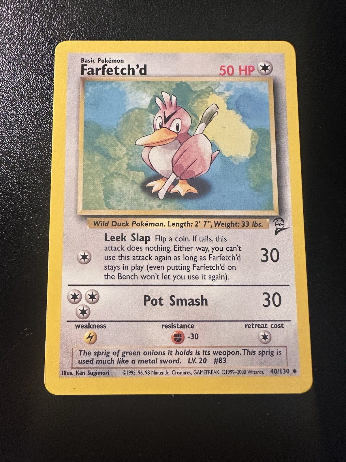 Pokemon Base Set 2 Farfetch'd 40/130. WoTC Vintage  (LP-NM) Buy 3 Get 1 Free.