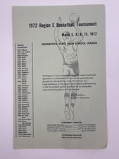 1972 Minnesota Boy High School Basketball Tournament Region E Program Booklet