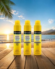 3PK- New Neutrogena SPF 70 Beach Defense Sunscreen Spray Lotion 5 Oz. 