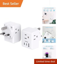 2PCS Type G UK Power Plug Adapter, 2 Type G and Type B US.to UK Travel Adapters.