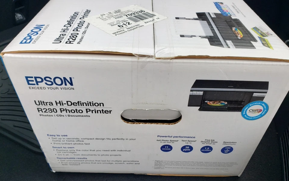NEW NIB Epson Stylus Photo R280 Ultra Hi-Def Printer Sealed Photos/CD/DVD Print - Image 3 of 4