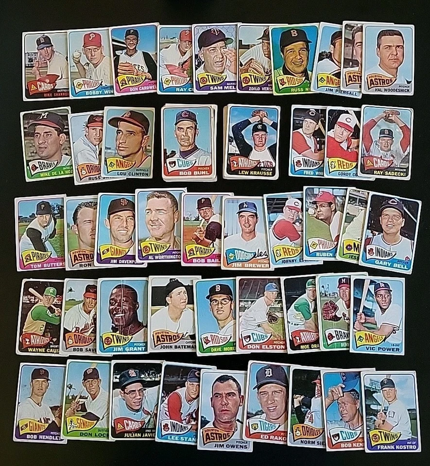 Lote de cartões de beisebol 1965 Topps - 101 diferentes - com Mike Shannon e Bob Bailey - Imagem 2 de 4