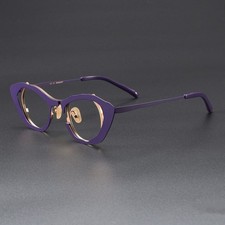 Vintage Pure Titanium Cat eye retro Eyeglass Frames Optical RX Glasses 43-26-145