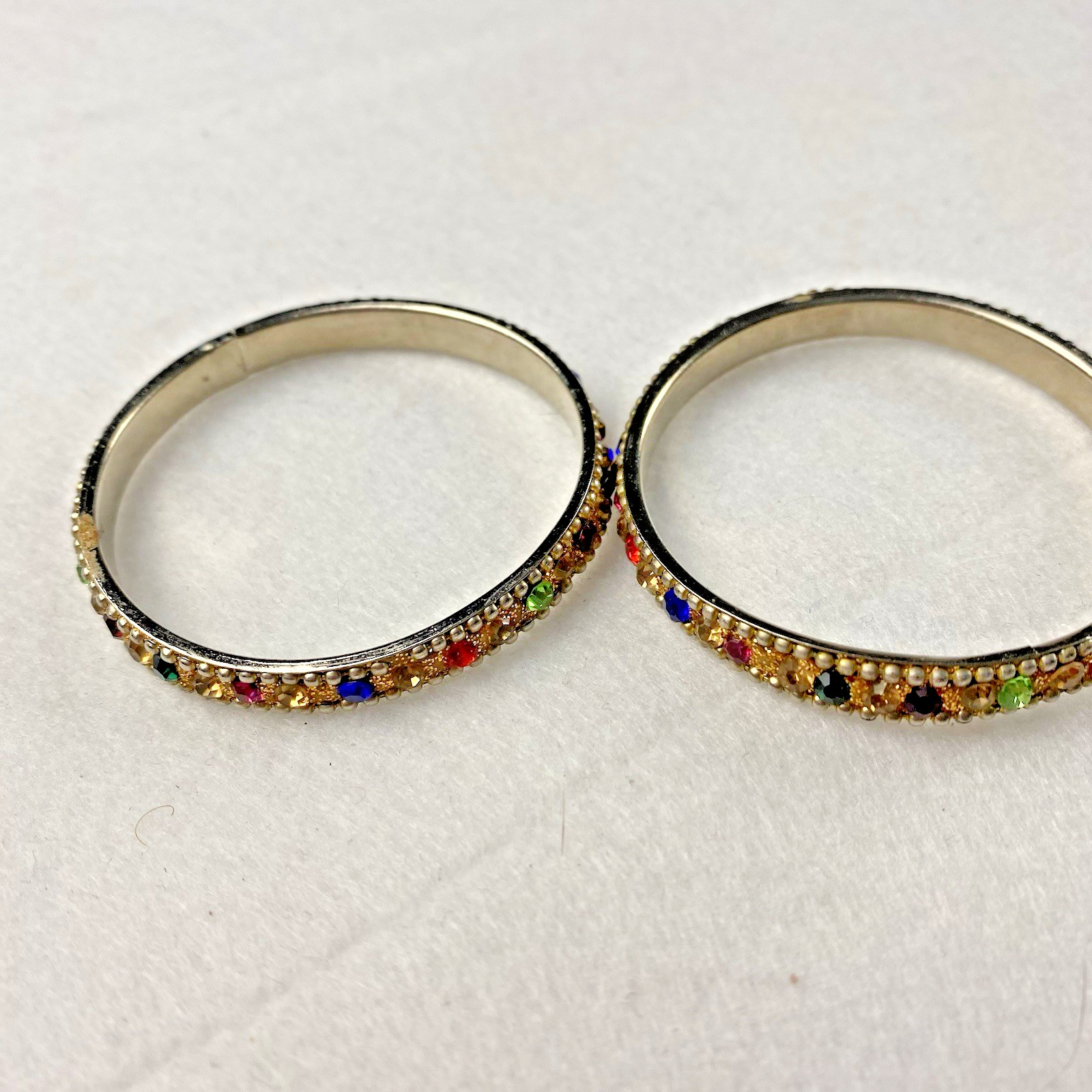 2 pc Set Multi Colored Rhinestone Bangle Bracelet… - image 3