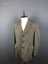 Harris Tweed Men's Blazer Greenish Wool Single-Breasted