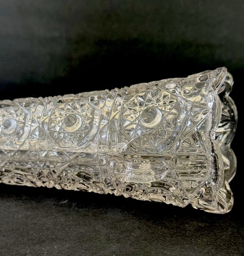 Vintage EAPG Cornucopia Car Funeral Vase Hanging Horn Hobstar Scalloped REPAIRED - Picture 17 of 24
