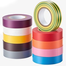 Colored Electrical Tape Vinyl PVC-10 Pack 3/4 in x 60 Ft 5 Mil 10 Multi-Color