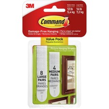 Command Picture Hanging Strips 24/pkg-8 Medium Strips & 16 Large Strips 1.92 per strip