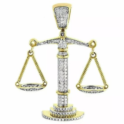 1.20Ct Lab Created Diamond Libra Weighing Scale Pendant 14k Yellow Gold Plated
