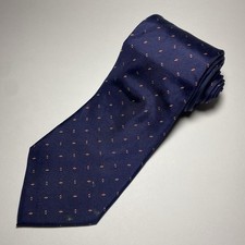Vintage Christian Dior Tie Navy Blue Red And Gray Accents Made In USA