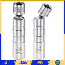 Magnetic Swivel Spark Plug Socket Set 14mm and 16mm 3/8 Inch Drive Thin Wall