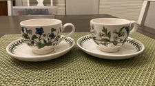 2 Portmeirion Tea/Coffee Cups & Saucers - Botanic Garden - Violet and Campion