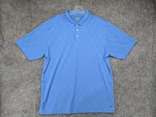 Champion Golf Polo Shirt Mens Large Blue Argyle Duo Dry Performance Lightweight
