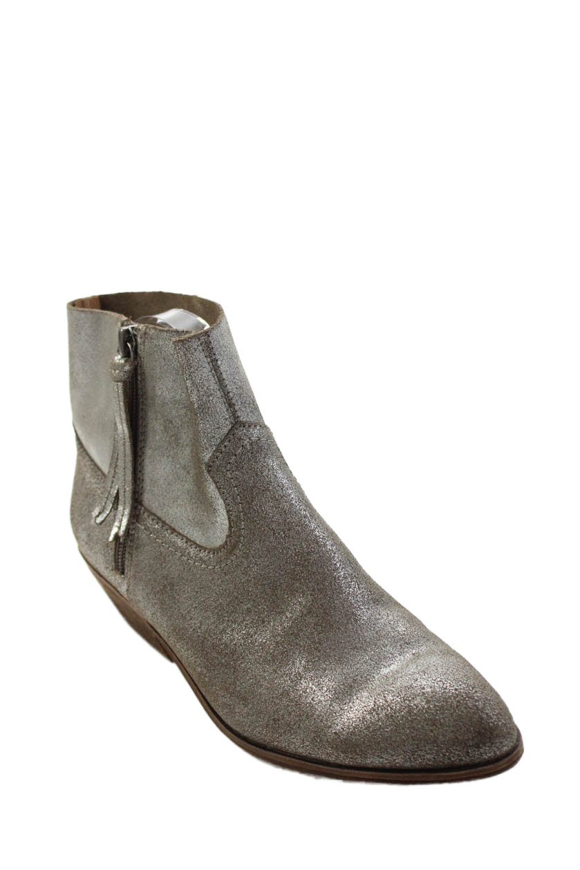 Frye Womens Leather Zip Up Ankle Boots Silver Metallic Size 7.5 MediumFree Shipping in US $100+ Orders | $6.95 Orders Below
