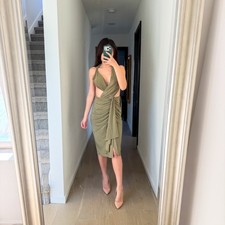 House of CB Sexy Wrap Olive Green Khaki Miami Party Laureline Goddess Dress S