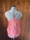 Victoria’s Secret pink silky night camisole w/black cording spaghetti strap Sz S — photo 2