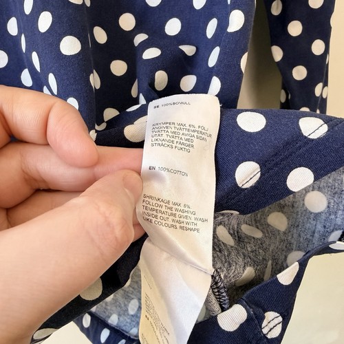 MARIMEKKO M Ilma Pallo Polka Dot Boatneck Top Navy Blue/White Dots 100% Cotton - Bild 11 von 12