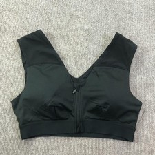 Tommie Copper Sports Bra Womens Large Black Zip Front Copper Znergy Mesh Support