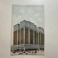 The Hudson River Terminal Buildings, New York, Vtg Postcard