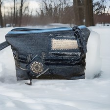 kosmetiktasche damen Maritim Neu Selbstgenäht Jeanspatchwork