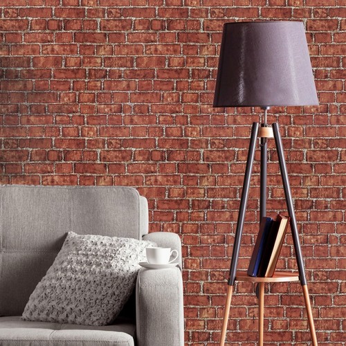 Matte Red Brick Wallpaper Peel and Stick, Faux Stone Textured Contact Paper, ... - Picture 9 of 9
