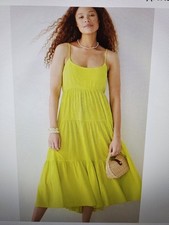 Nwt J. Crew Bow Back Neon Lime Green A-line Tiered Maxi Sun Dress Plus 2x Nwt J. Crew Bow Back Neon Lime Green A-line Tiered Maxi Sun Dress Plus 2x