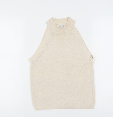 MNG Basics Damen beige ärmelloses Tanktop mit Stehkragen