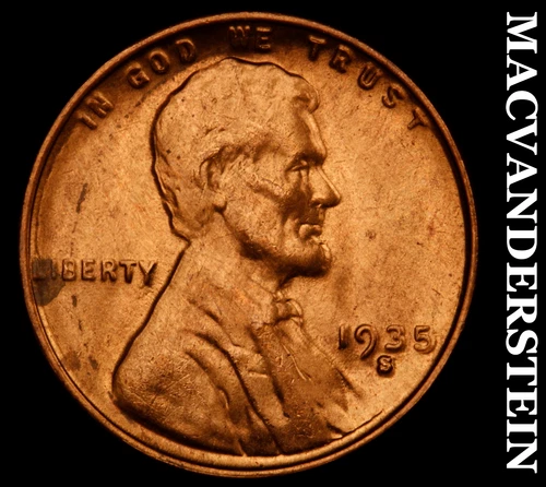 1935-S Lincoln Wheat Cent- Choice Gem Brilliant Uncirculated Luster #i9520