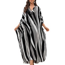 Kaftan Dresses Maxi Cover Up Batwing Sleeves Swimwear Loungewear for Resort V...