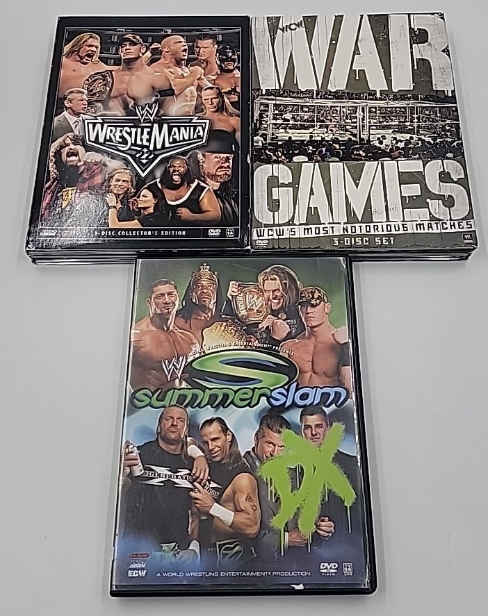 WWE/WCW Lot of 3 Wrestling DVDs - Wrestlemania 22, Summerslam, War