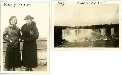 1935 PHOTO NY Niagara Falls Eulila Weller Teen Girl & Mother Canada View