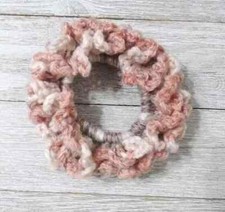 crochet womans handmade hair scrunchie pony tail holder pink brown 1pc USA made