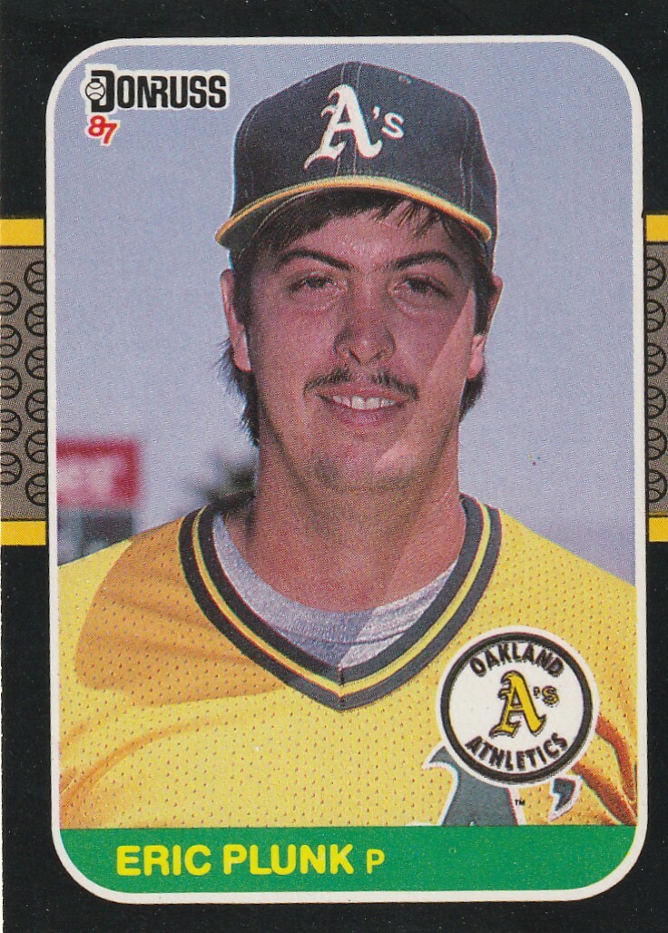 FREE SHIPPING-MINT-1987 Donruss Eric Plunk #178 ATHLETICS PLUS BONUS CARDS