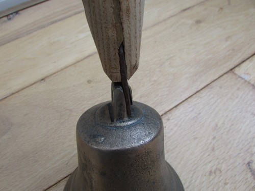 Vintage Brass Bell Turned Wood Handle 9.5" Height - Picture 4 of 4