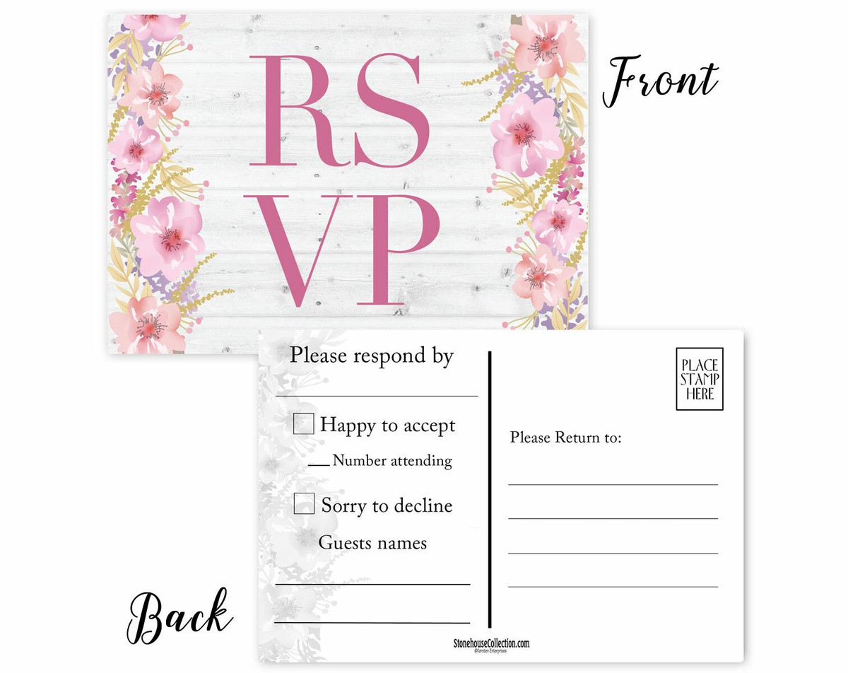 Floral Print RSVP Postcards – 4 × 6 inches, 40 Postcards – B17074