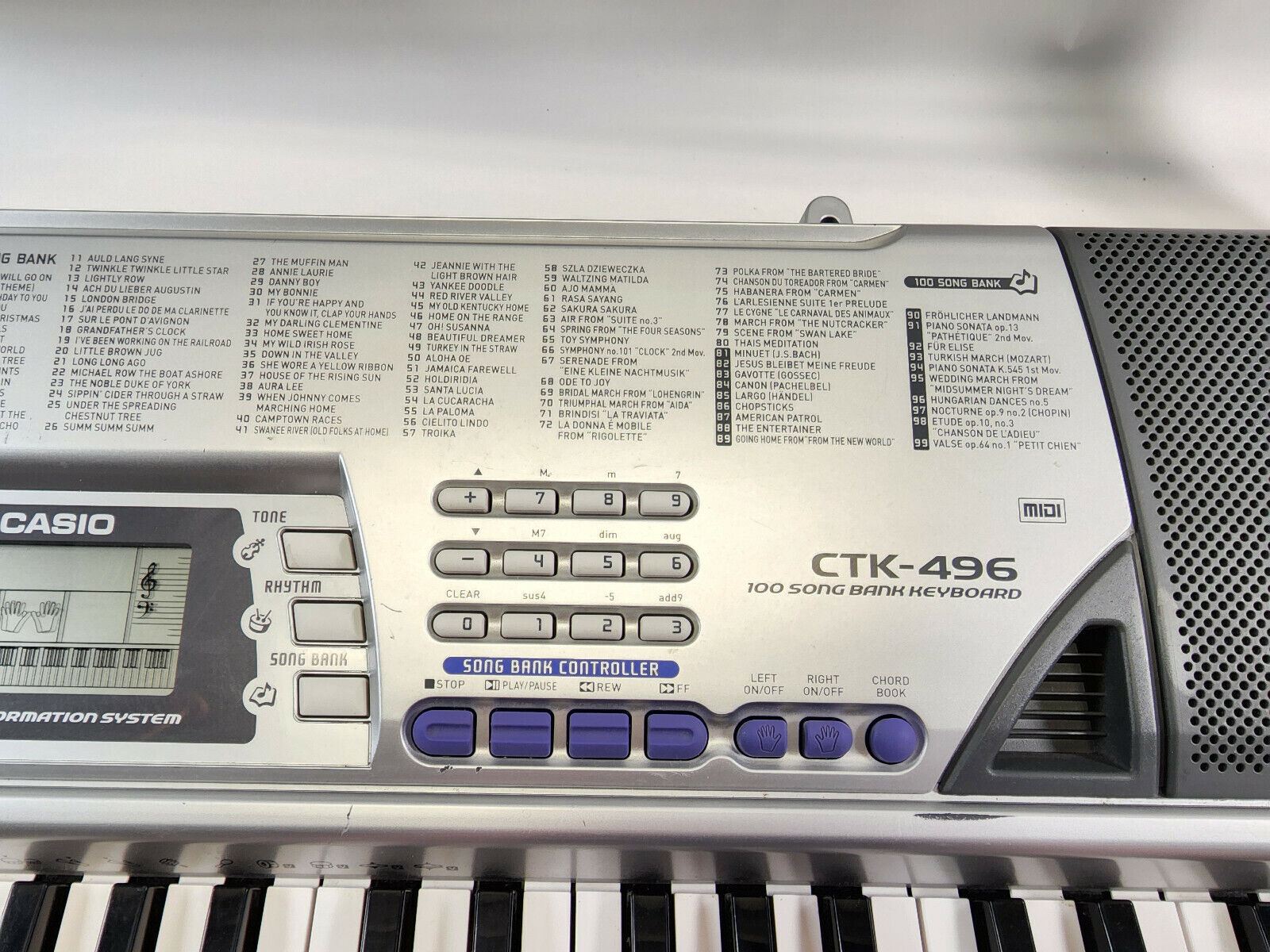 Casio CTK 496 Electronic Digital Keyboard Piano MIDI MIC w/ Power Cord &  Stand