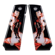 Custom 1911 Full Size Diamond Polish Ergonomic Acrylic Grips Olivia 1