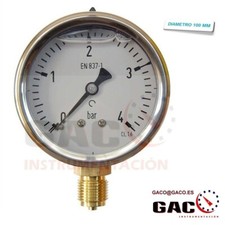 MANOMETRO DE PRESION 4 bar 100 MM 1/2" CON GLICERINA ROSCA RADIAL CAJA INOX