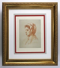 LOOK Paul Adolphe Rajon 1800s Engraving "Portrait of A Woman" Framed Signed COA