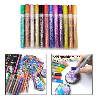 Acrylic Glitter Metallic Paint Marker Pens for Art DIY Rock