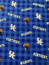 Univ KENTUCKY UK Wildcats BUFFALO PLAID Fabric By the Half Yard 100 Cotton
