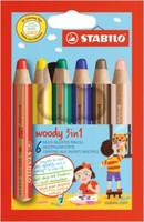 Stabilo Multi. Stift Woody 3 In 1 Buntstift/Wachsmalkreide/Wassermalfarbe, 6Er