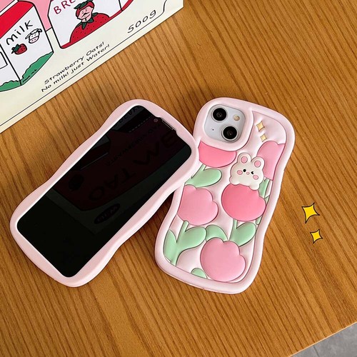 Funda para iPhone 16 15 14 13 12 11 Pro Max Linda Tulipán Conejo Suave Recubrimiento de Silicona - Imagen 2 de 8