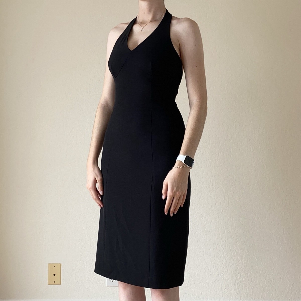 The Limited vintage 90s black midi dress halter backless dark whimsigoth 2