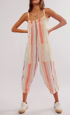 FREE PEOPLE INTIMATELY IVORY COMBO DREAM IN COLOR CONVERTIBLE JUMPSUIT PANTS XS