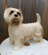 Vintage West Highland Terrier Westie Dog Textured Ceramic Figurine British Made 