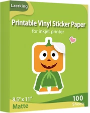 Printable Vinyl Sticker Paper for Inkjet Printer 100 Sheets Matte White Water...