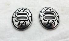 Pair Jeremiah Watt Oval Conchos Slotted 1" Horse Tack Stainless Steel Slot New