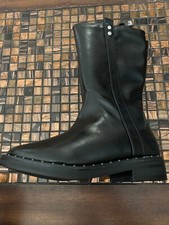 Wonder Nation Brand  Girls Youth Size 3  Black Faux LEATHER TALL BOOT NEW